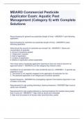MDARD Commercial Pesticide Applicator Exam: Aquatic Pest Management (Category 5) with Complete Solutions