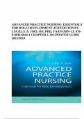 TEST BANK FOR ADVANCED PRACTICE NURSING, ESSENTIALS FOR ROLE DEVELOPMENT 4TH EDITION BY LUCILLE A. JOEL RN, PHD, FAAN CHAPTER 1-30 UPDATED GUIDE 2023-2024.