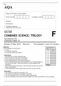 AQA GCSE COMBINED SCIENCE TRILOGY Foundation Tier Chemistry Paper 1 and 2 JUNE 2023 QUESTION PAPERS AND MARK SCHEMES