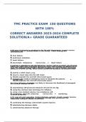 TMC PRACTICE EXAM 150 QUESTIONS WITH 100% CORRECT ANSWERS 2023-2024 COMPLETE SOLUTION/A+ GRADE GUARANTEED