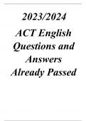 2023/2024  ACT English Questions and Answers Already Passed