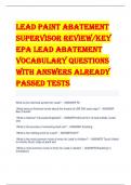 Lead Paint Abatement  Supervisor Review/Key  EPA Lead Abatement  Vocabulary Questions  With Answers Already  Passed Tests 
