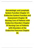 Hematologic and Lymphatic System Function Chapter 27, Endocrine System Function and Assessment Chapter 38 Nursing Care of Patients with Endocrine Disorders Chapter 39 Nursing Care of Patients with Disorders of the Endocrine Pancreas Chapter 40.