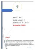 MAC3702 Assignment 2 Semester 2 - 2023 (DUE 18 September 2023)