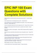 EPIC INP 100 Exam Questions with Complete Solutions 