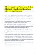 INP401 Inpatient Procedure Orders Administration Exam Questions with Correct Answers