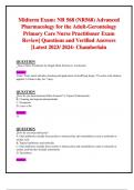 Midterm Exam: NR 568 (NR568) Advanced Pharmacology for the Adult-Gerontology  Primary Care Nurse Practitioner Exam Review| Questions and Verified Answers  |Latest 2023/ 2024- Chamberlain 