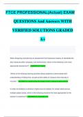 FTCE PROFESSIONAL(Actual) EXAM QUESTIONS And Answers WITH VERIFIED SOLUTIONS GRADED A+