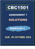 CBC1501 ASSIGNMENT 7  (COMP LETE ANSWERS) Semester 2 2023 - DUE  25 October 2023