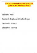 ATI TEAS COMPREHENSIVE EXAM QUESTIONS AND ANSWERS :4 SECTIONS
