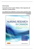 Test Bank - Nursing Research in Canada: Methods, Critical Appraisal, and Utilization, 3rd Edition (LoBiondo-Wood, 2013), Chapter 1-20 | All Chapters