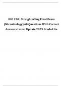 BIO 250 Straighterling Final Exam (Microbiology) 60 Questions With Correct  Answers Latest Update 2023 Graded A+
