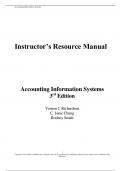 Instructor’s Resource Manual For Accounting Information Systems, 3rd Edition Richardson By Vernon Richardson, Chengyee Chang, Rod Smith