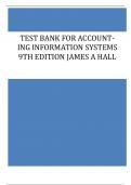 TEST BANK FOR ACCOUNT-ING INFORMATION SYSTEMS 9TH EDITION JAMES A HALL