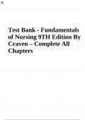 TEST BANK FOR FUNDAMENTALS OF NURSING: CONCEPTS AND COMPETENCIES FOR PRACTICE 9TH EDITION CRAVEN