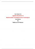 Test Bank For Applied Statistics II  Multivariable and Multivariate Techniques 3rd Edition By Rebecca M. Warner 