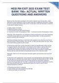 HESI RN EXIT 2023 EXAM TEST BANK 780+ ACTUAL WRITTEN QUESTIONS AND ANSWERS GRADED A +