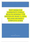 COMMUNITY PUBLIC HEALTH NURSING 7TH EDITION BY MARY A. NIES, MELANIE MCEWEN COMPLETE GUIDE|  LATEST TEST BANK 100% VERIFIED ANSWERS