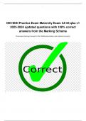 OB HESI Practice Exam Maternity Exam All 55 q&a v1  2023-2024 updated questions with 100% correct  answers from the Marking Scheme Professional Nursing Concepts In The Childbearing Family And (Auburn University)