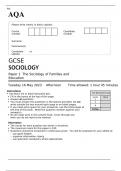 AQA GCSE SOCIOLOGY Paper 1 JUNE 2023 QUESTION PAPER: The Sociology of Families and Education