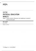 AQA GCSE PHYSICAL EDUCATION Paper 2 JUNE 2023 MARK SCHEME: Socio-cultural influences and wellbeing in physical activity and sport