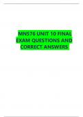 MN576 UNIT 10 FINAL EXAM QUESTIONS AND CORRECT ANSWERS 