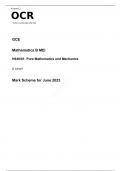 OCR A Level Mathematics B (MEI) H640/01 JUNE 2023 MARK SCHEME: Pure Mathematics and Mechanics