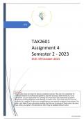 TAX2601 Assignment 4 (Semester 2 - 2023) COMPLETE SOLUTIONS.