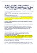 *HURST REVIEW-Pharmacology/ HURST REVIEWQbank/Customize Quiz  –PharmacologyACTUAL EXAM 2023.