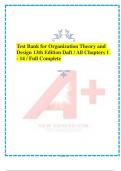 Test Bank for Organization Theory and Design 13th Edition Daft / All Chapters 1 - 14 / Full Complete