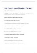 FCE Paper 3 : Use of English - Full test exam questions and 100% correct answers