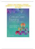 CRITICAL CARE NURSING, A HOLISTIC APPROACH 11TH ED BY MORTON & FORTAINE TEST BANK - QUESTIONS & ANSWERS (SCORED A+) LATEST 2023