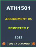 ATH1501 ASSIGNMENT 5 DETAILED SOLUTIONS SEMESTER 2 ( DUE 13 OCTOBER 2023)