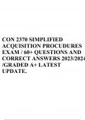 CON 2370 SIMPLIFIED ACQUISITION PROCUDURES EXAM / 60+ QUESTIONS AND CORRECT ANSWERS 2023/2024 /GRADED A+ LATEST UPDATE.
