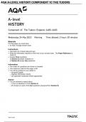 AQA A-level HISTORY Component 1C The Tudors: England, 1485–1603  7042/1C MAY 2023 QUESTIONS PAPER