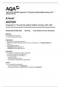 AQA A-LEVEL HISTORY Component 1L  The quest for political stability: Germany, 1871 1991MAY 2023 QP  