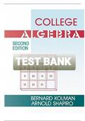 test bank for college algebra second edition Bernard kolman Arnold Shapiro by Michael l.levitan