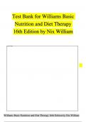 TEST BANK For Williams Basic Nutrition and Diet Therapy 16th Edition by Nix William| Verified Chapter's 1 - 23 | Complete