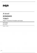 Aqa Economics A-level (7136/3) Question Paper and Mark Scheme June2023.