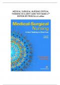 MEDICAL SURGICAL NURSING CRITICAL THINKING IN CLIENT CARE TEST BANK 4TH EDITION BY PRISCILLA LeMon 2023