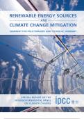 RENEWABLE ENERGY SOURCES AND CLIMATE CHANGE MITIGATION SPECIAL REPORT OF THE  INTERGOVERNMENTAL PANEL  ON CLIMATE CHANGE RENEWABLE ENERGY SOURCES AND CLIMATE CHANGE MITIGATION “The Mitigation of Climate Change is one of the major challenges of the 21st ce