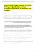 Humber Real Estate - Course 4, Module 5 Preparing to Sell Commercial Condominiums exam |18 questions and answers