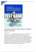 Test Bank - Lehninger Principles of Biochemistry, 7th Edition (Nelson, 2018) Chapter 1-28 | All Chapters A+ COMPLETE LATEST