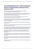 Texas Real Estate Law - SAE Champions School Of Real Estate Questions And Answers 2023