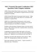NICU Neonatal Therapist Certification 2023 Questions With Complete Solutions