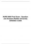 NURS 6660 Final Exam - Question and Answers-Walden University GRADED A 2020