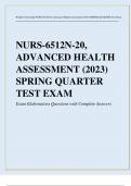 Exam for NURS-6512N-20 Advanced Health Assessment. 2023 Spring Quarter Exam Elaborations Questions and Answers