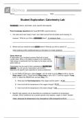 Gizmos Student Exploration: Calorimetry Lab Questions with Verified Answers 