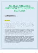 ATI TEAS 7 READING QUESTIONS WITH ANSWERS LATEST UPDATE 2023 / 2024