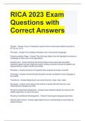 RICA 2023 Exam Questions with Correct Answers 